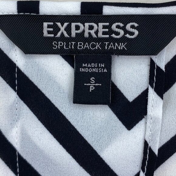 Express Black & White Top Sz. Sm P Sleeveless Diagonal Stripes - Picture 6 of 11